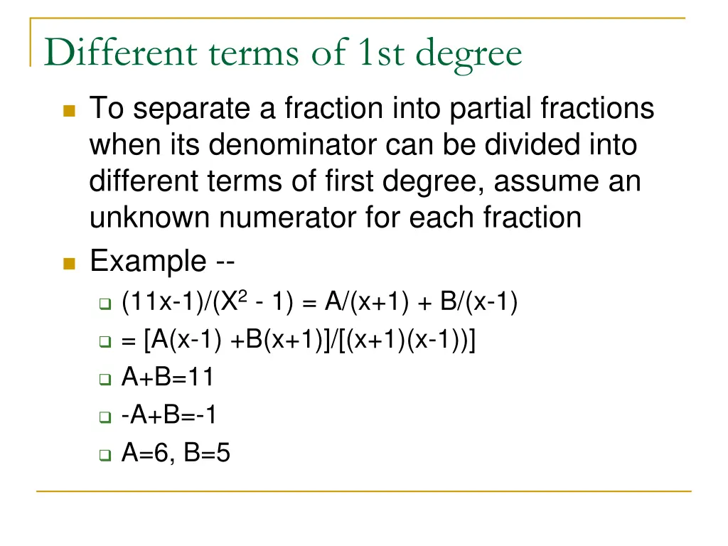 different terms of 1st degree