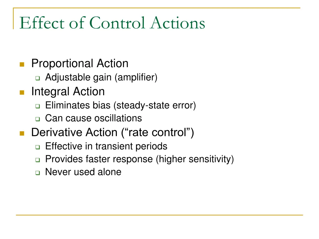 effect of control actions