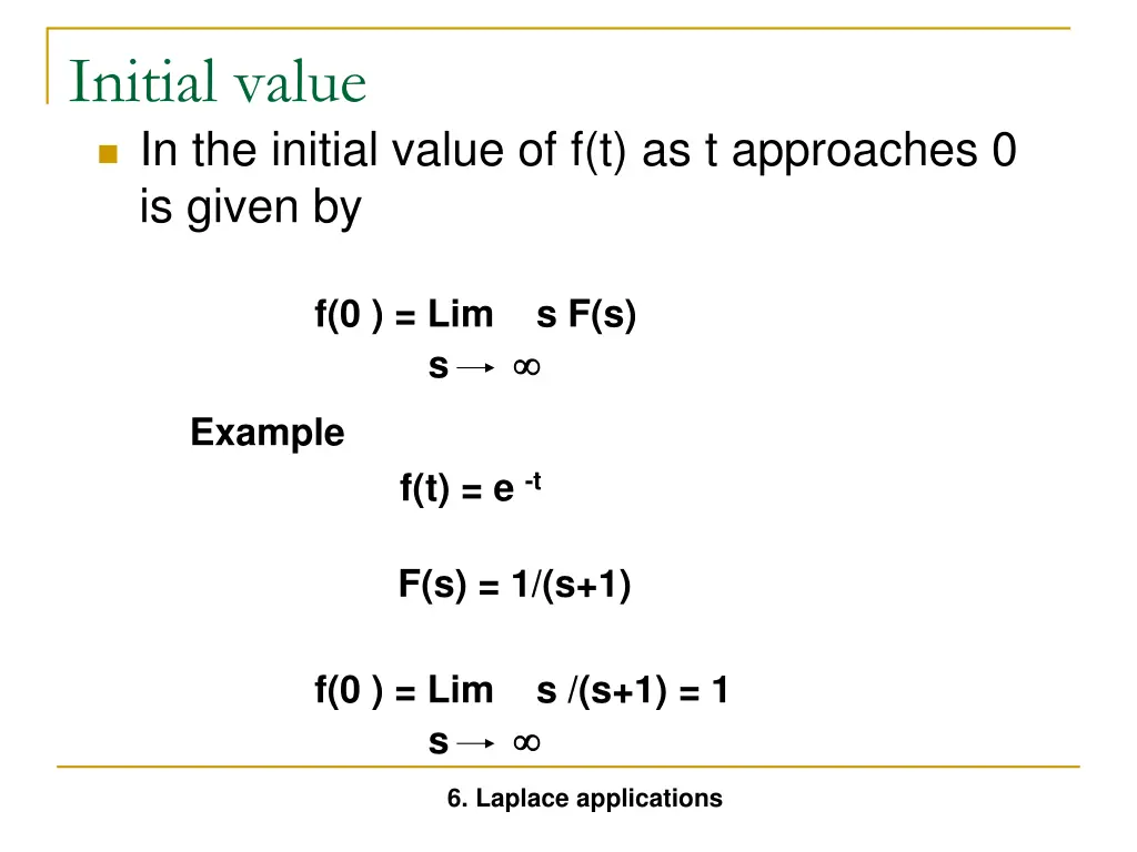 initial value in the initial value