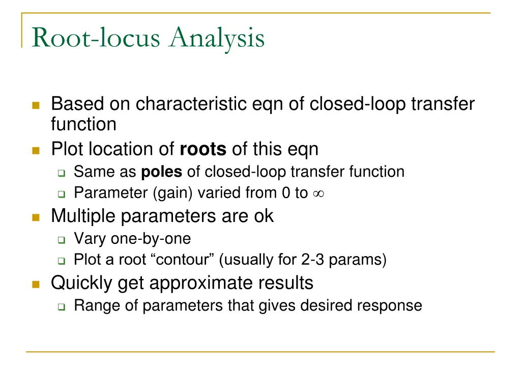 root locus analysis