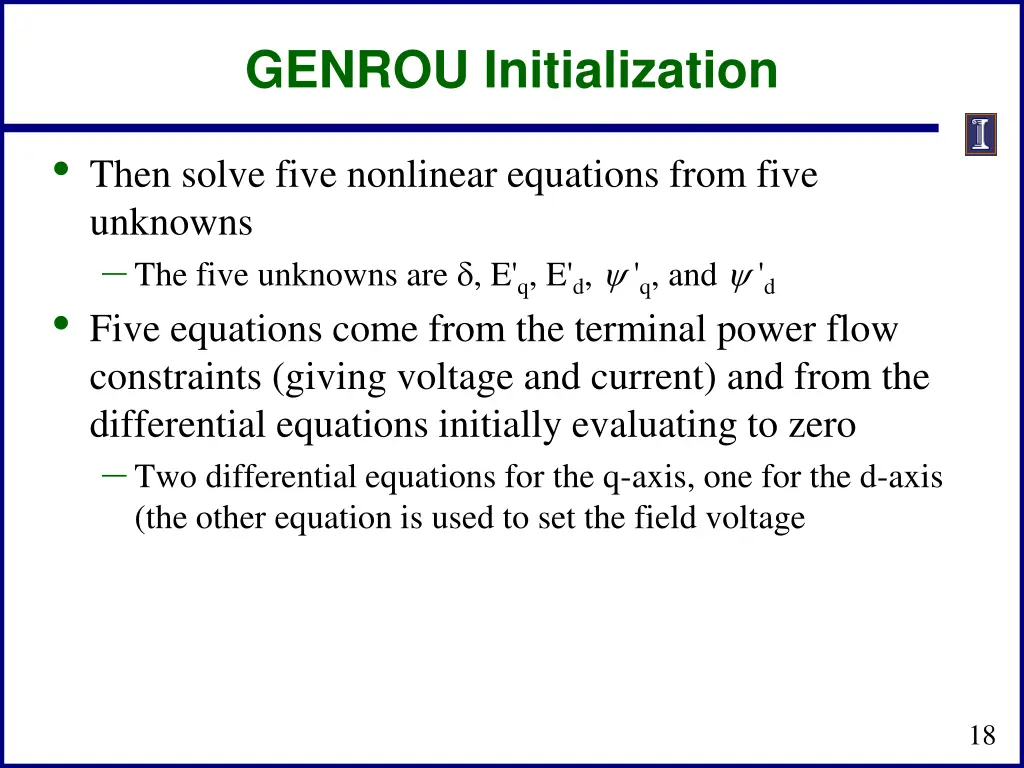 genrou initialization 1