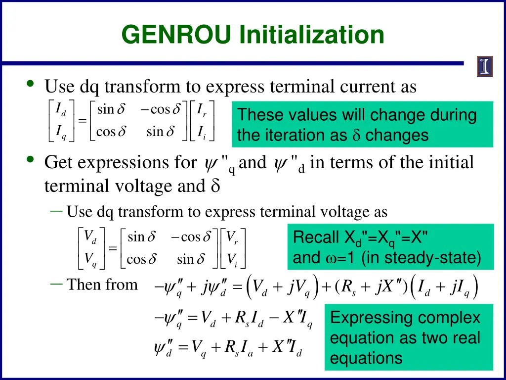 genrou initialization 2