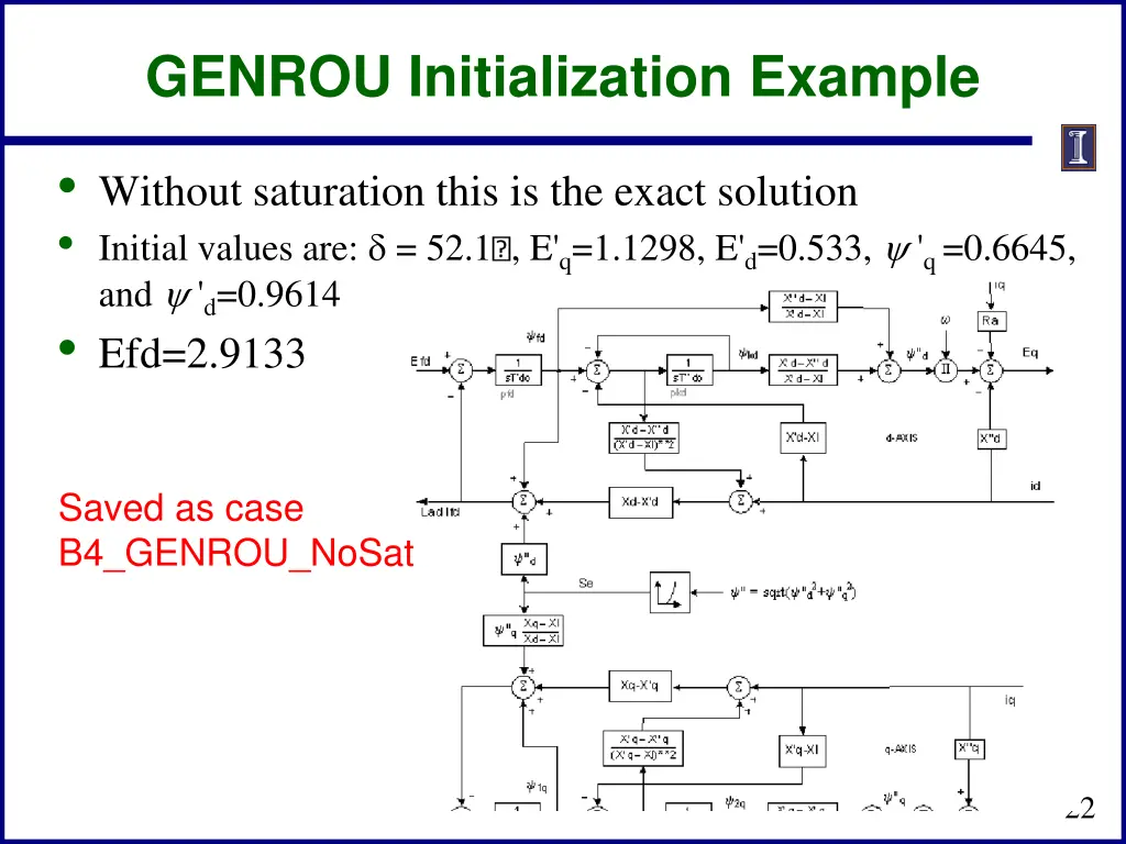 genrou initialization example 2