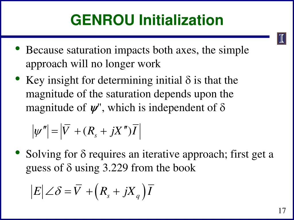 genrou initialization