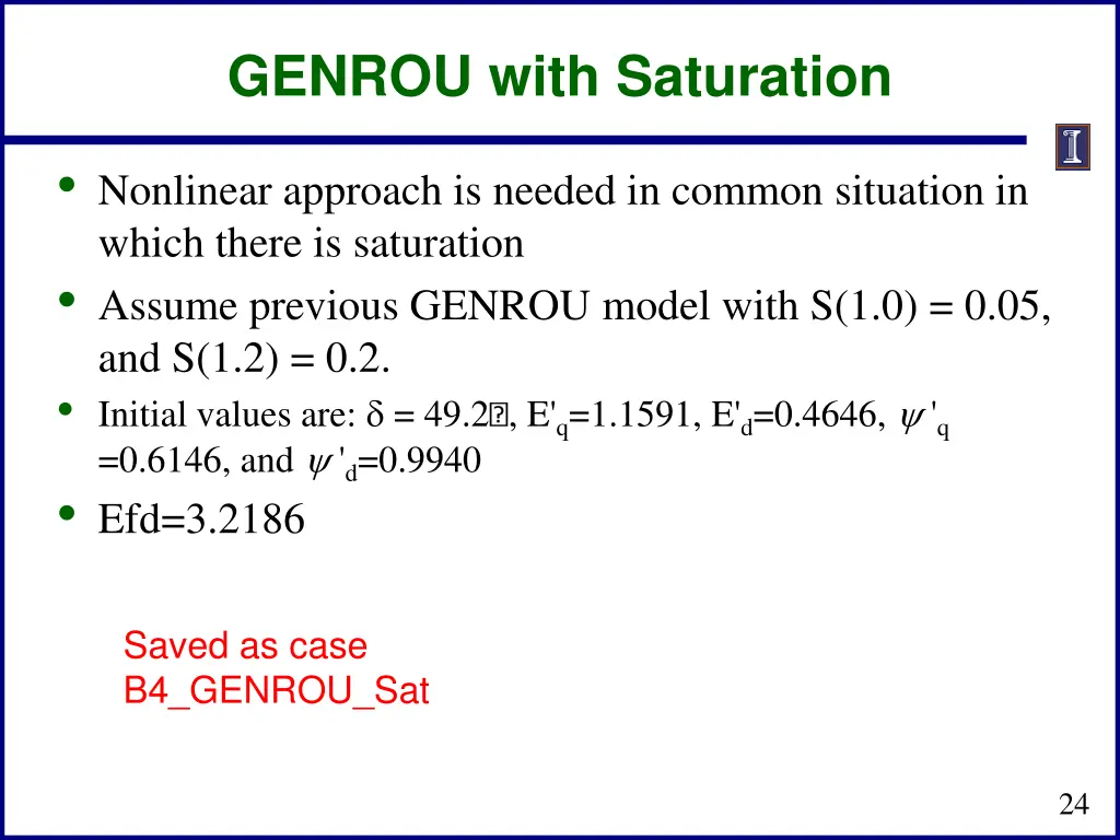 genrou with saturation