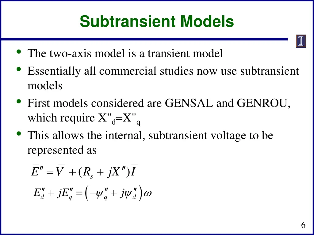 subtransient models