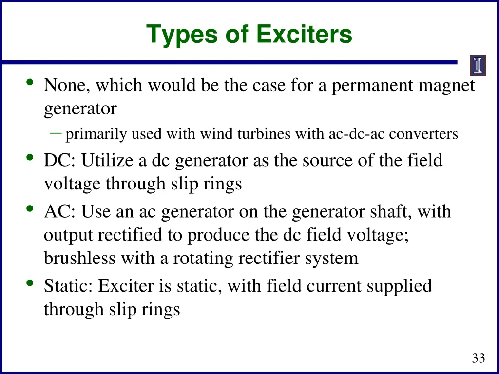 types of exciters