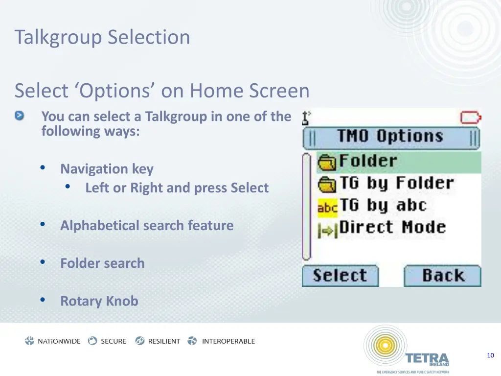 talkgroup selection