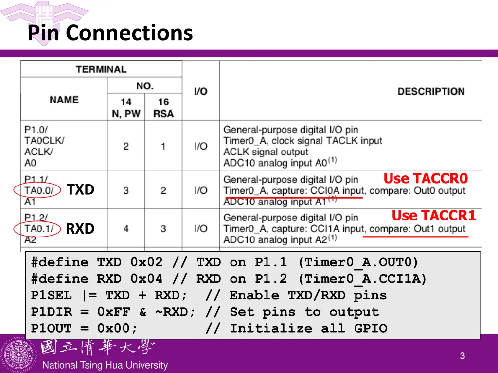 pin connections