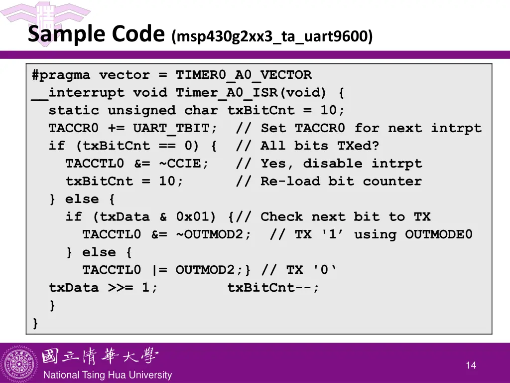 sample code msp430g2xx3 ta uart9600 5
