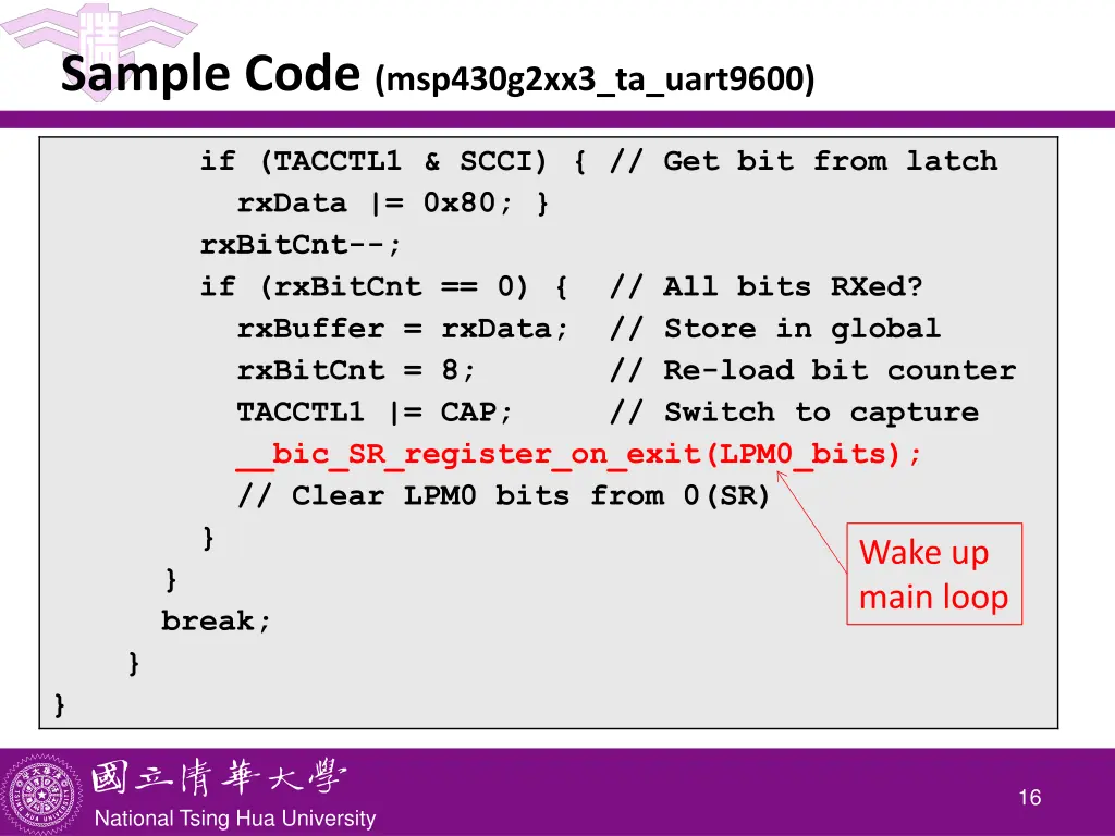 sample code msp430g2xx3 ta uart9600 7