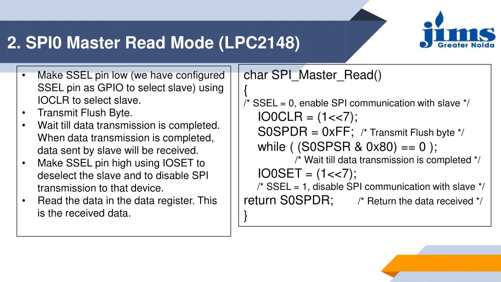 2 spi0 master read mode lpc2148