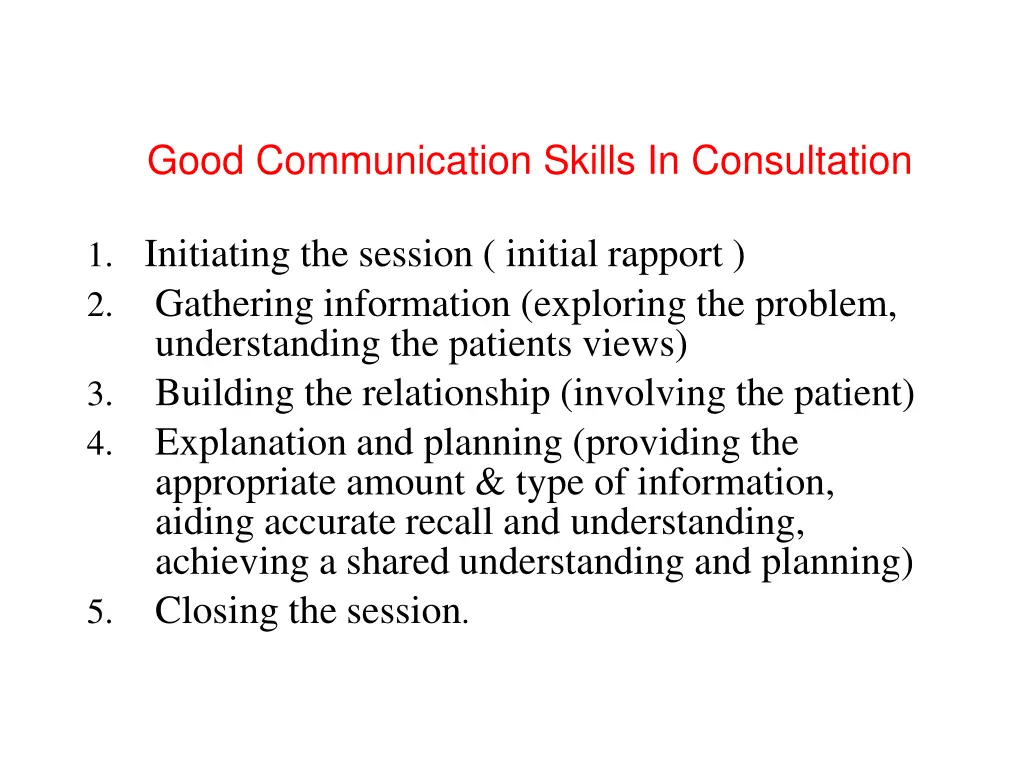 good communication skills in consultation