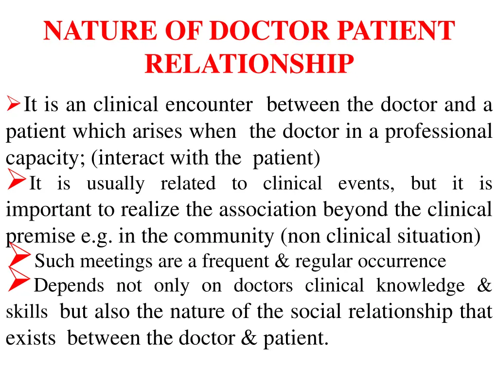nature of doctor patient relationship