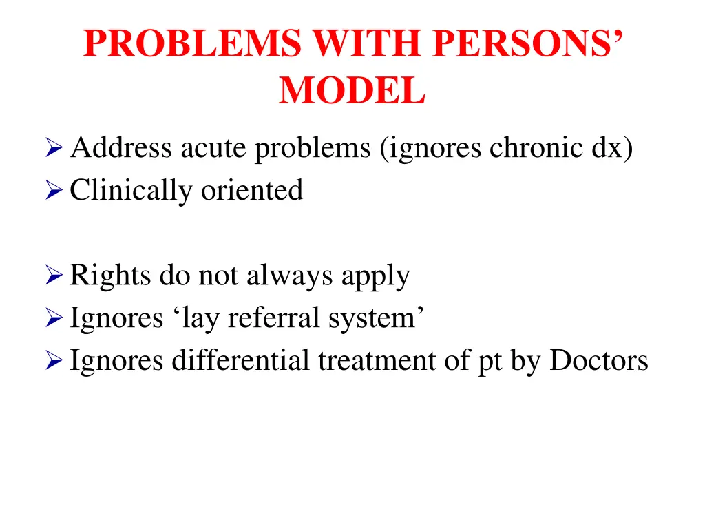 problems with persons model