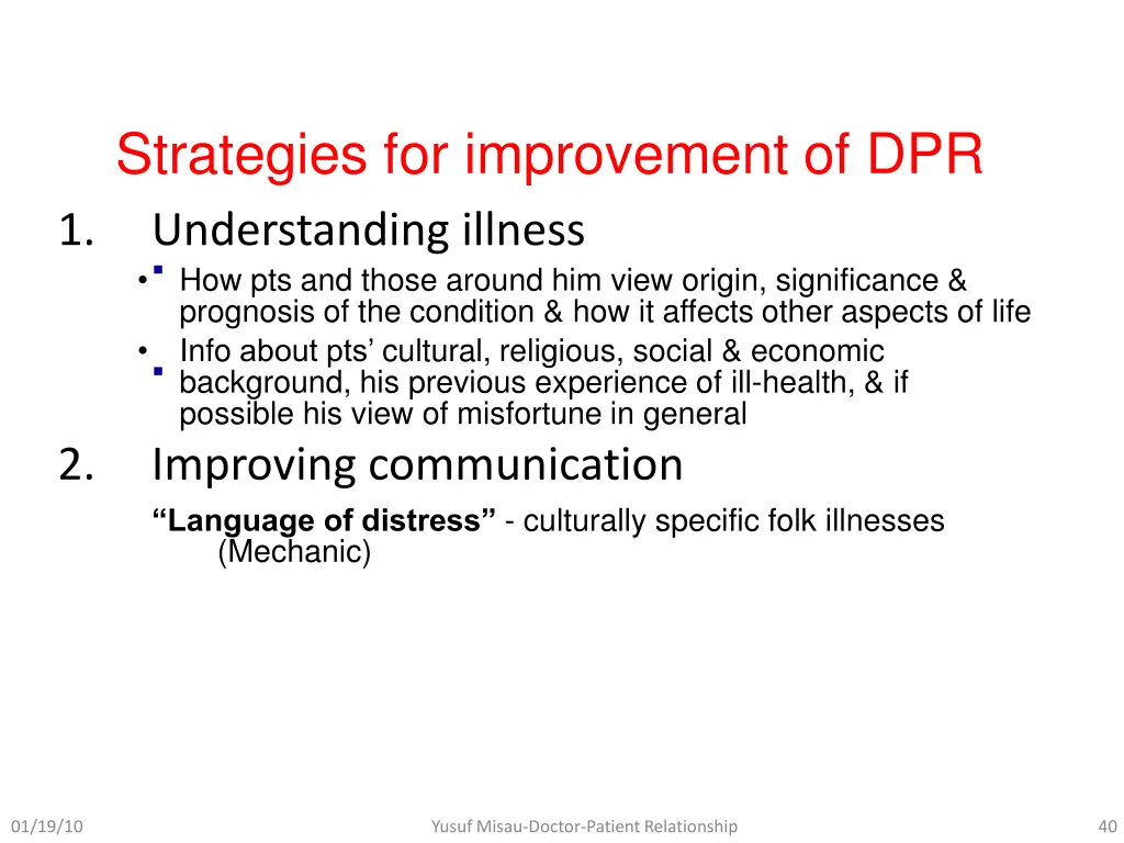 strategies for improvement of dpr understanding
