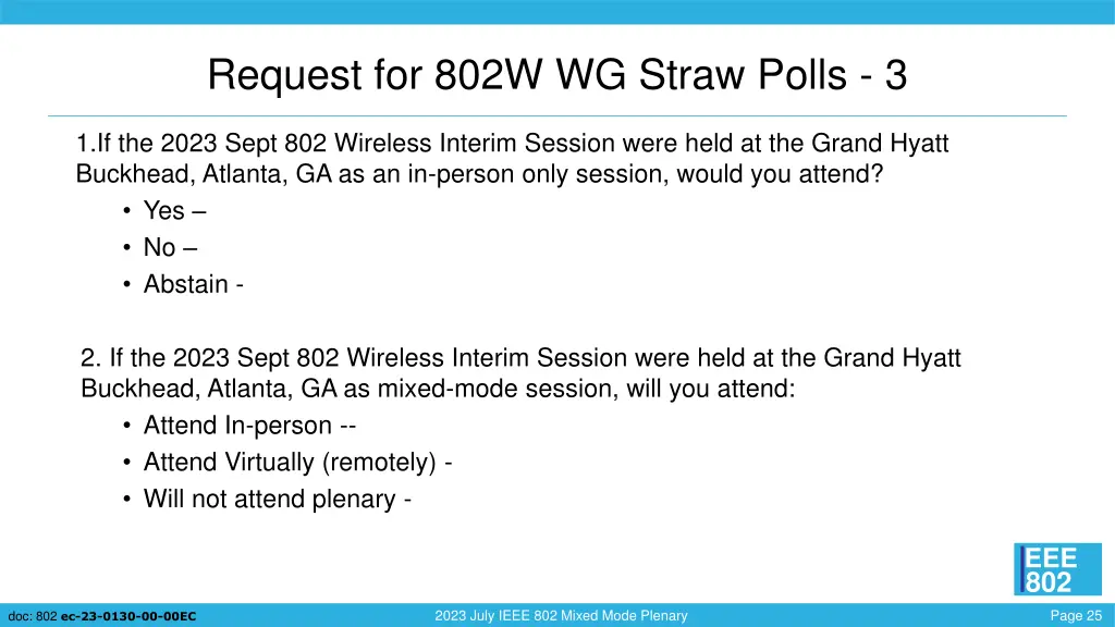 request for 802w wg straw polls 3
