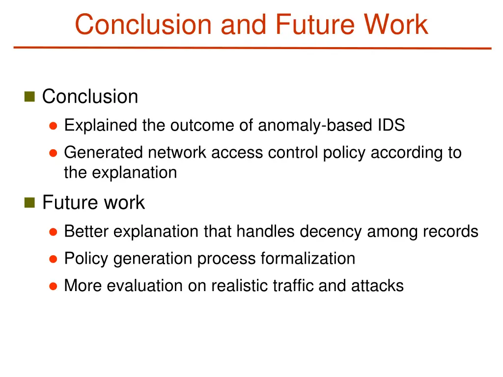 conclusion and future work