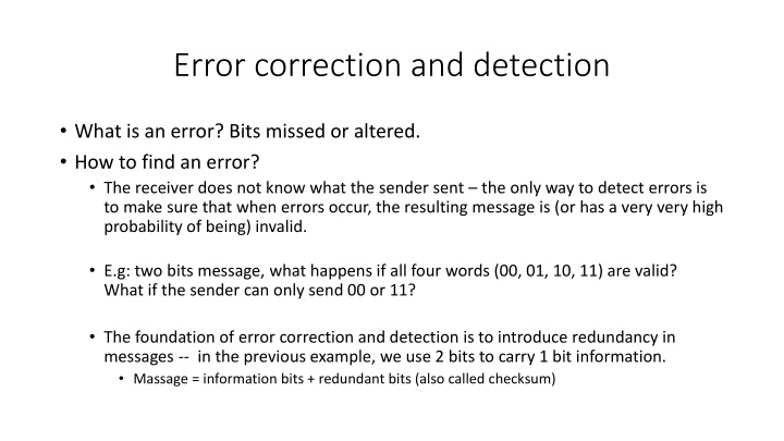 error correction and detection