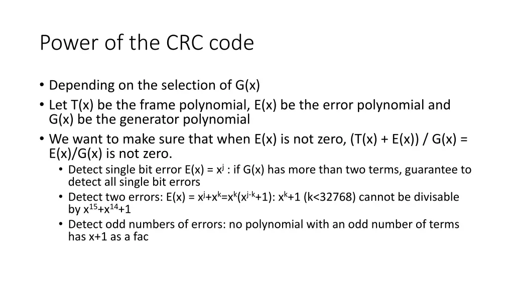 power of the crc code