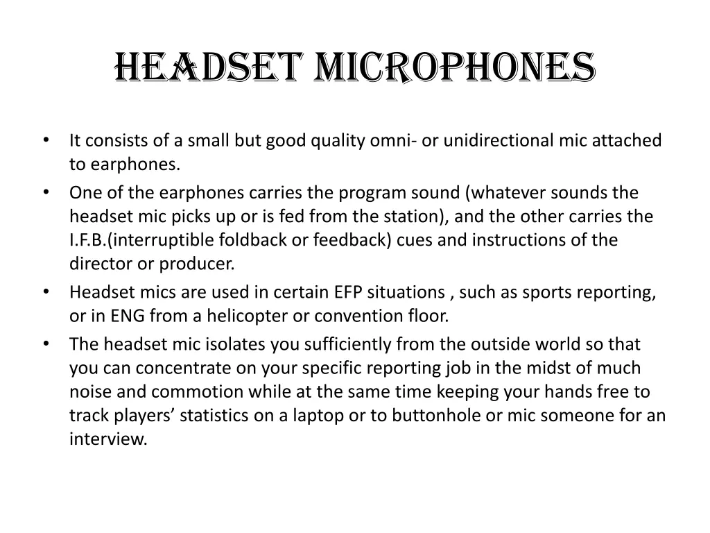 headset microphones