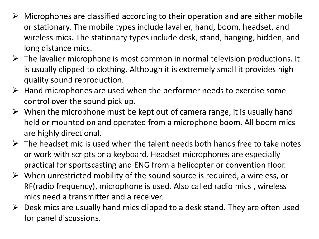 microphones are classified according to their