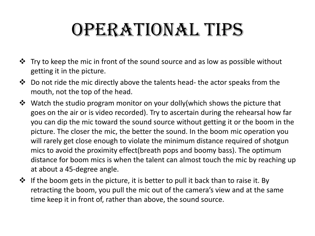 operational tips