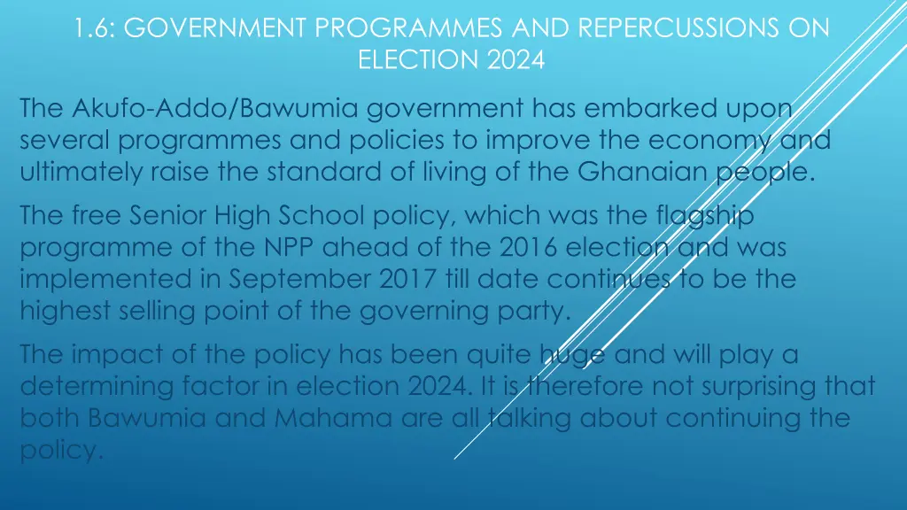 1 6 government programmes and repercussions