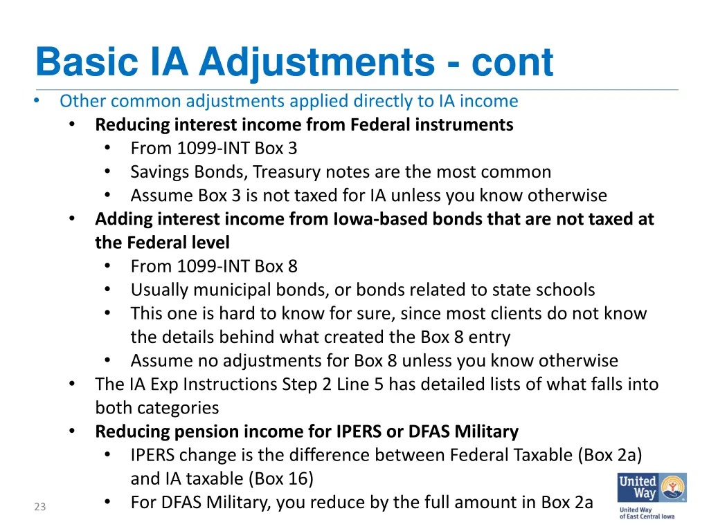 basic ia adjustments cont other common