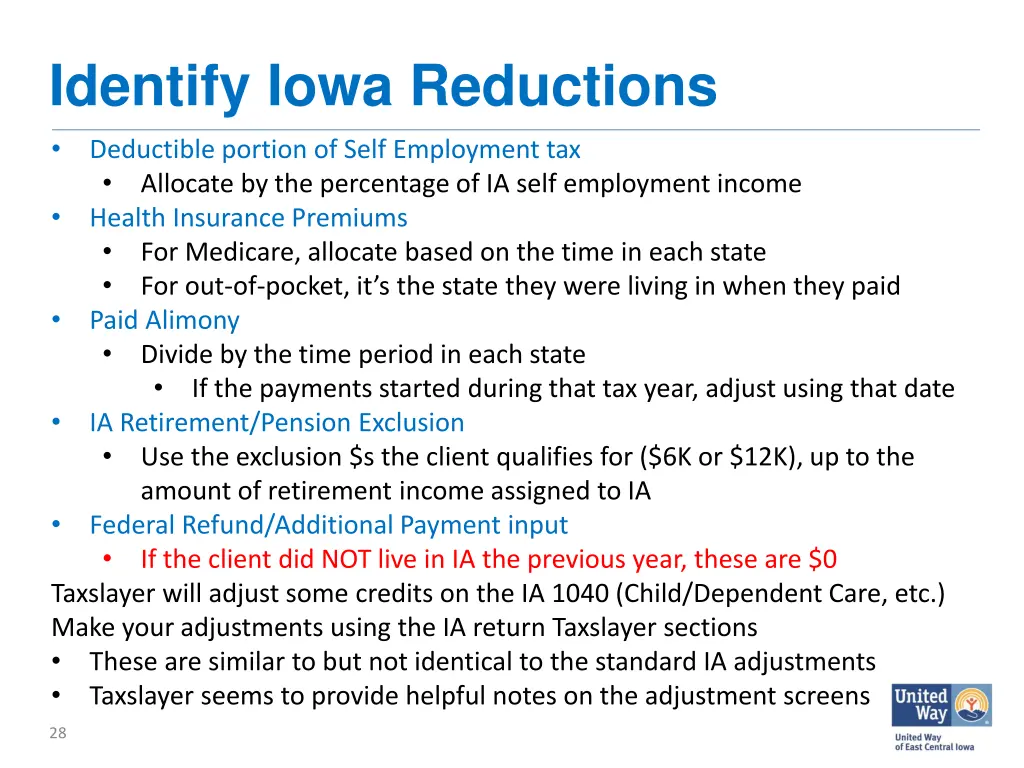identify iowa reductions deductible portion