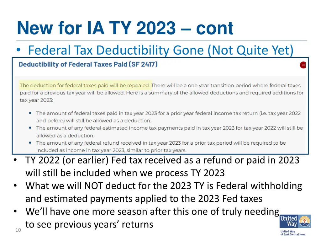 new for ia ty 2023 cont federal tax deductibility