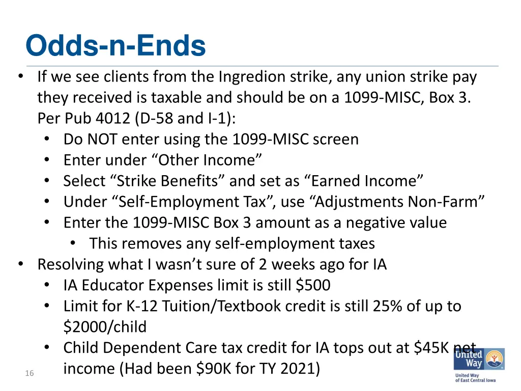 odds n ends if we see clients from the ingredion