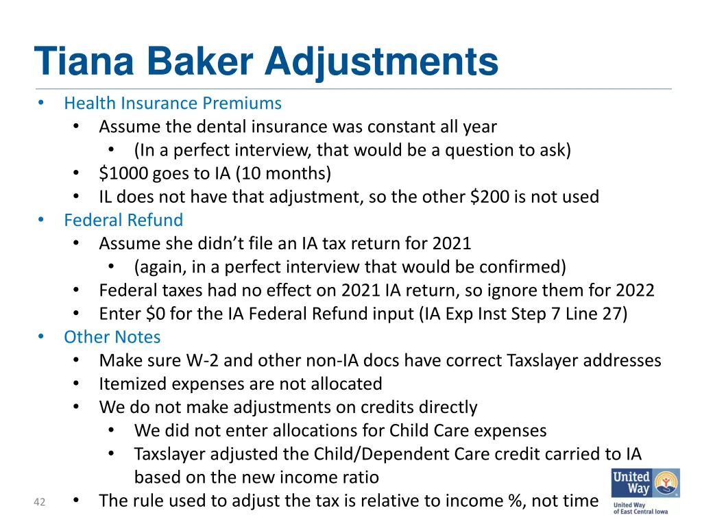 tiana baker adjustments health insurance premiums
