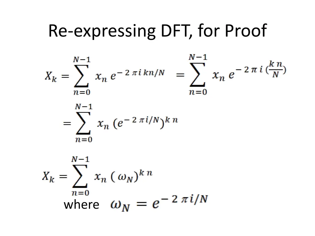re expressing dft for proof