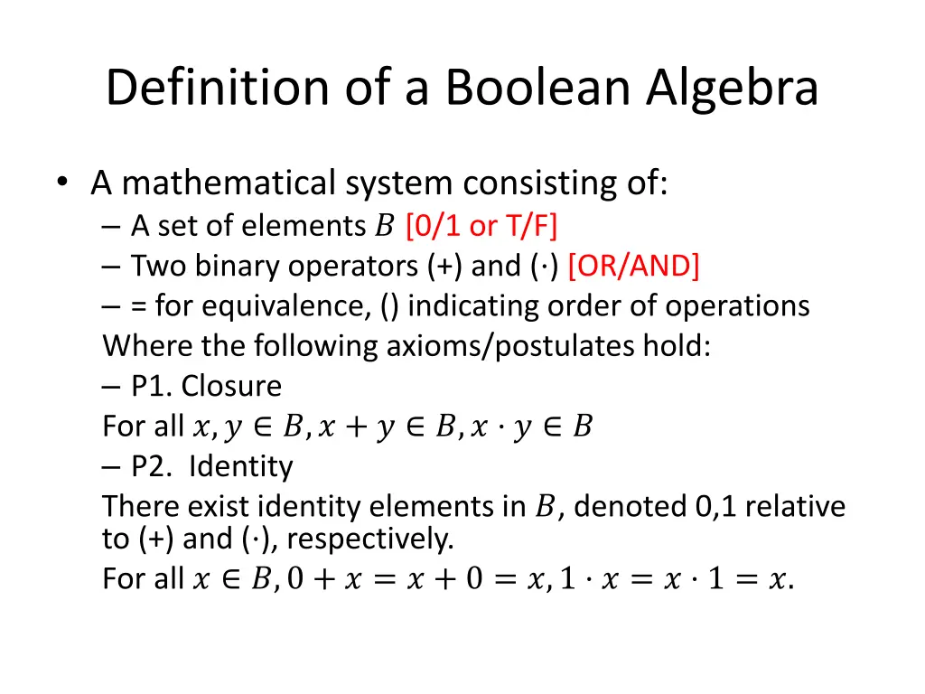definition of a boolean algebra
