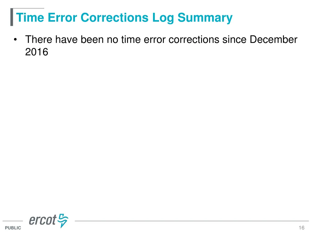 time error corrections log summary