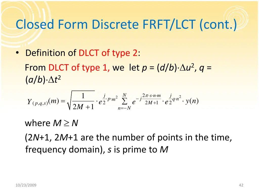 closed form discrete frft lct cont 5