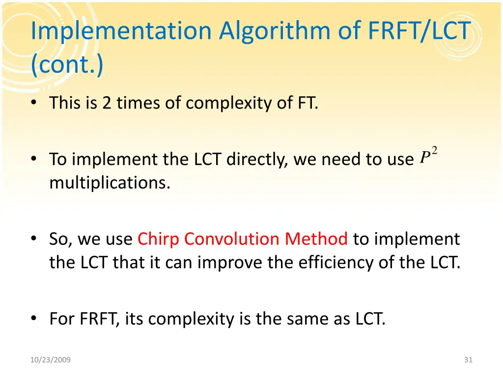 implementation algorithm of frft lct cont 2