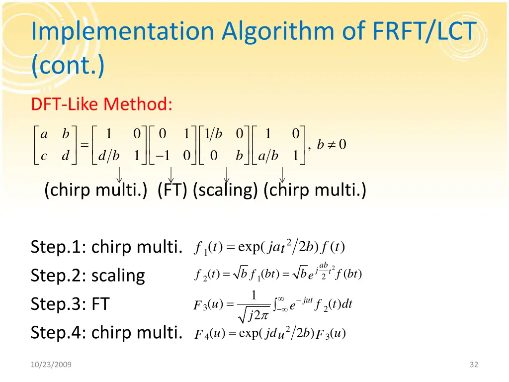 implementation algorithm of frft lct cont 3