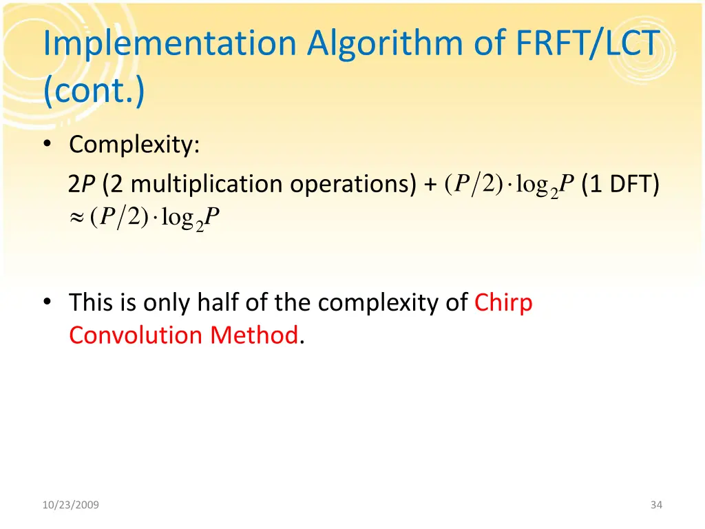implementation algorithm of frft lct cont 5