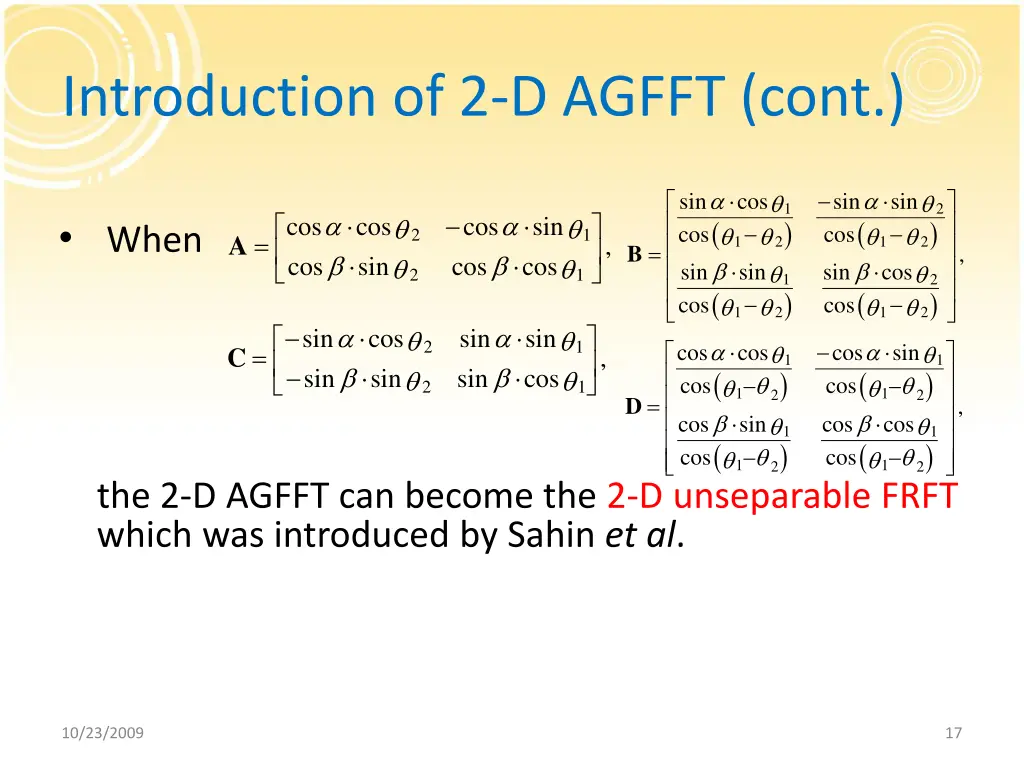 introduction of 2 d agfft cont 1