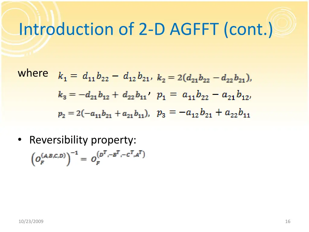 introduction of 2 d agfft cont
