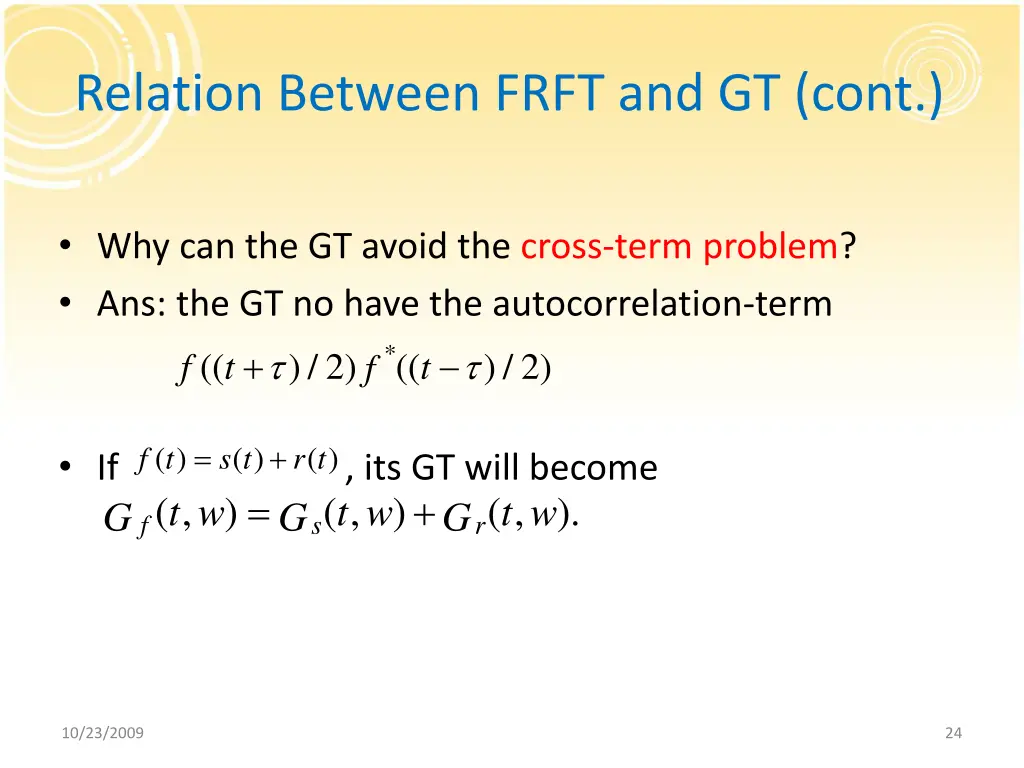 relation between frft and gt cont