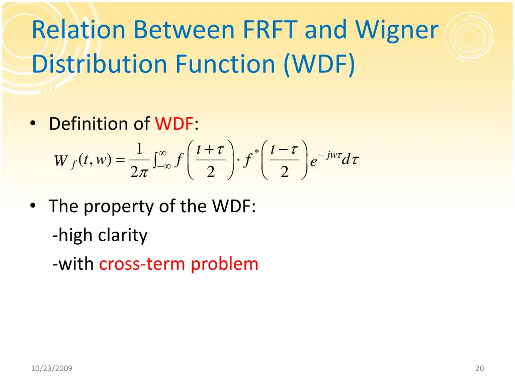 relation between frft and wigner distribution