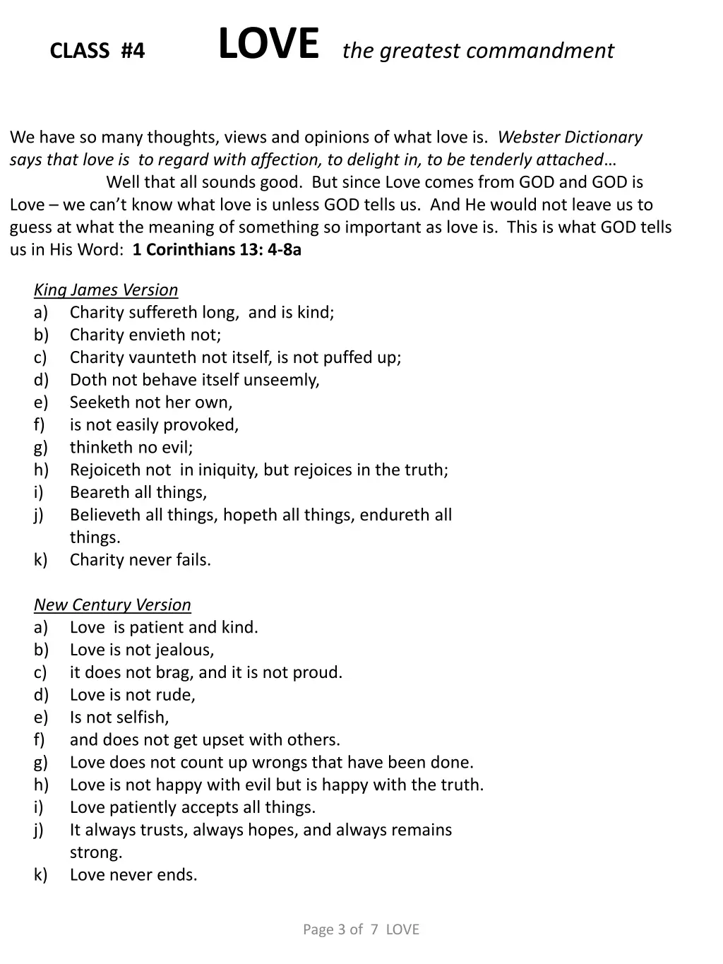 class 4 love the greatest commandment 2