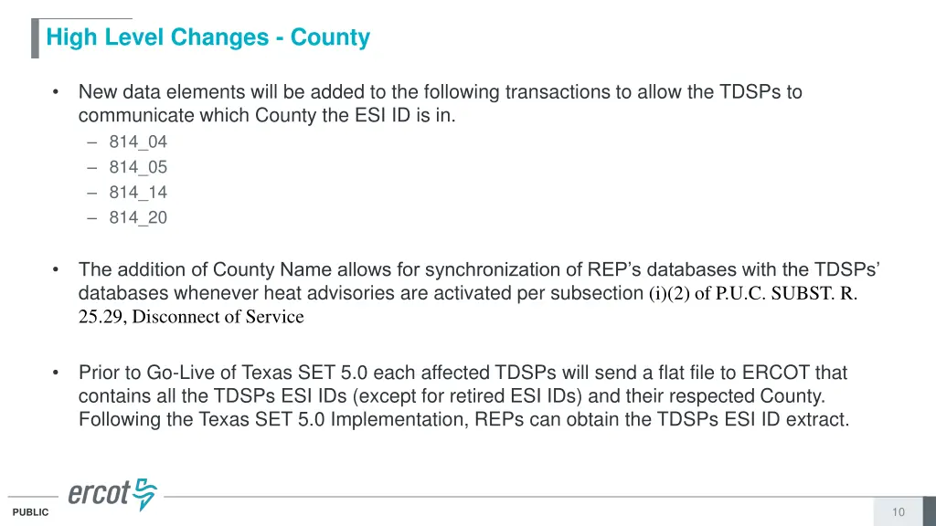 high level changes county