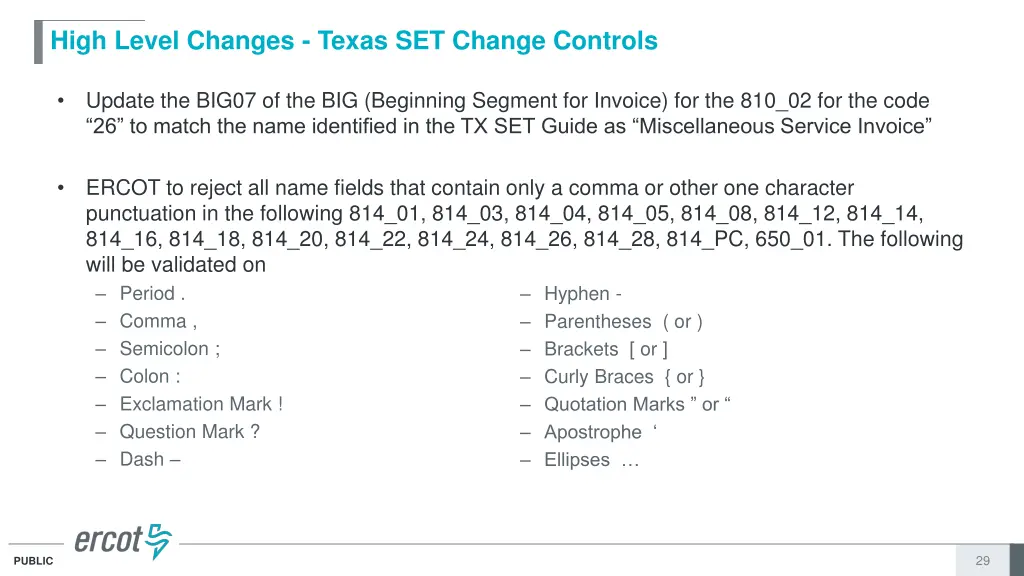 high level changes texas set change controls 6