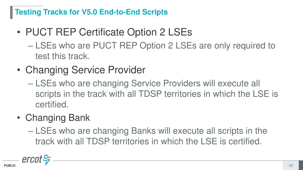 testing tracks for v5 0 end to end scripts 2