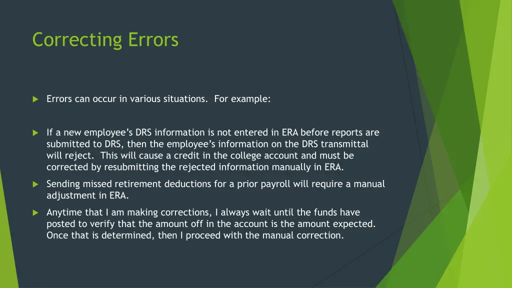 correcting errors