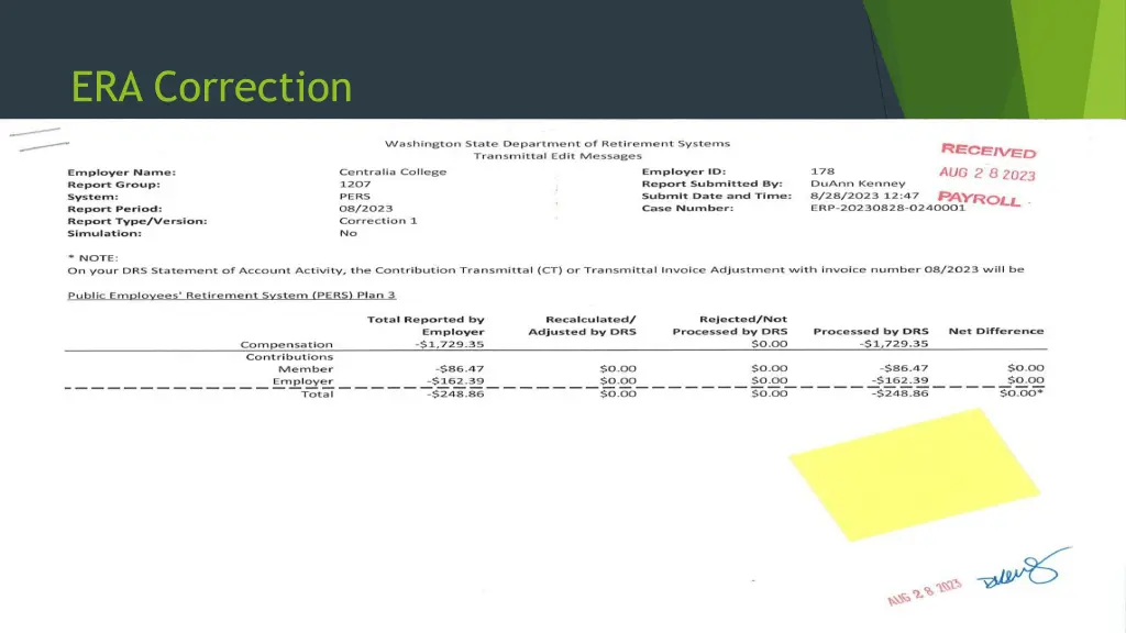era correction